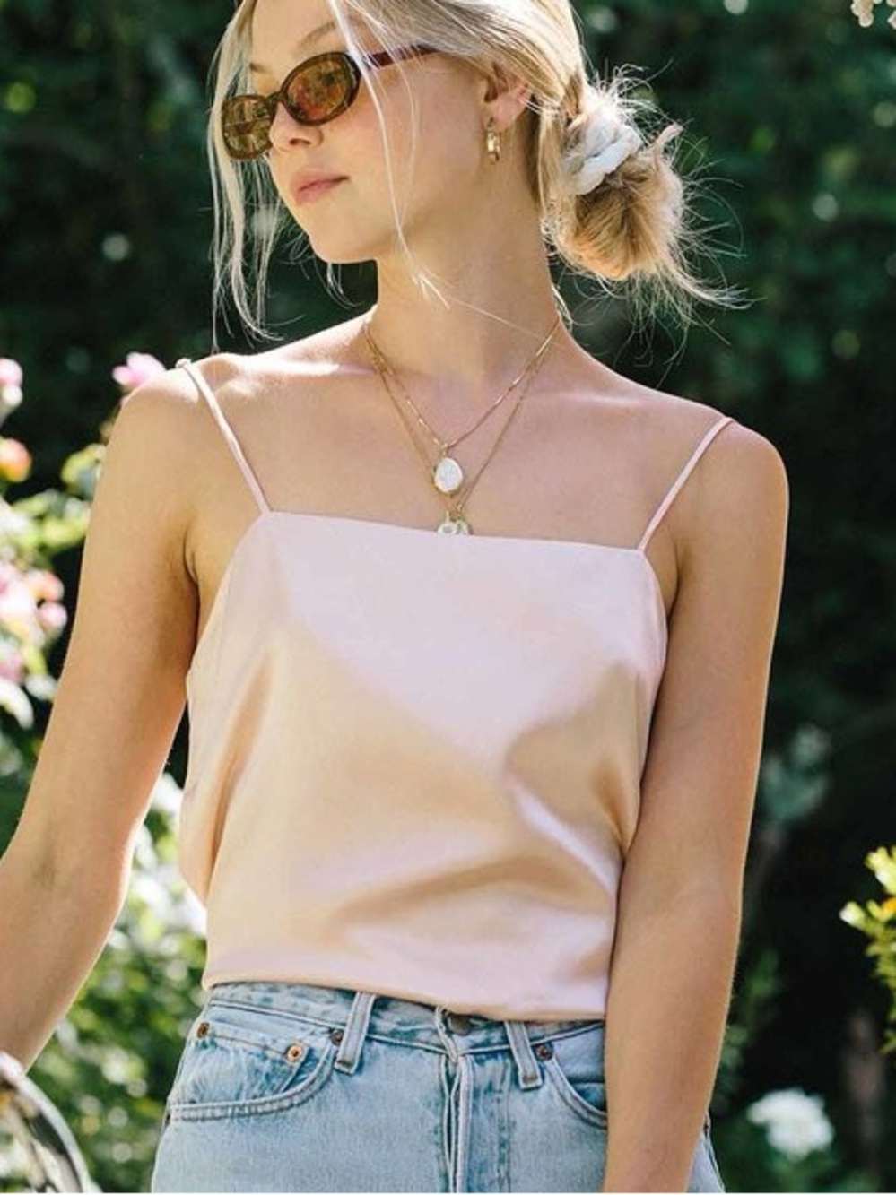 Elegant White Satin Cami Top